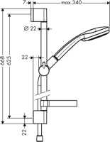 hansgrohe Croma 100 Brauseset Vario mit Brausestange 65...