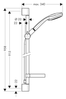 hansgrohe Croma 100 Brauseset Vario mit Brausestange 90...