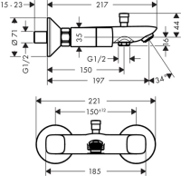 hansgrohe Logis 2-Griff Wannenmischer Aufputz 71243000