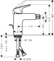 hansgrohe Logis Einhebel-Bidetmischer 100 mit...