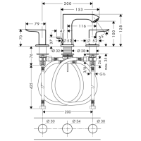 hansgrohe 3-Loch Waschtischarmatur Metris 100, Chrom...