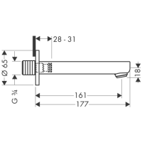 hansgrohe Metris S Wanneneinlauf, Chrom 14420000