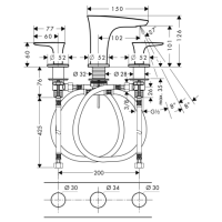 hansgrohe PuraVida 3-Loch Waschtischarmatur,...