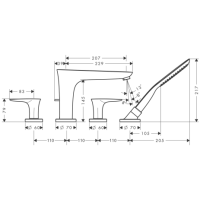 hansgrohe PuraVida 4-Loch Wannenarmatur, Weiß/Chrom...