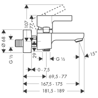 hansgrohe Metris S Einhebel-Wannenmischer Aufputz, Chrom...