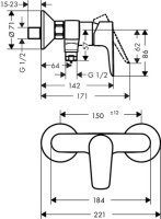 hansgrohe Talis E Einhebel-Brausemischer Aufputz, Chrom...