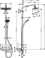 hansgrohe Croma E Showerpipe 280 1jet mit Thermostat,...