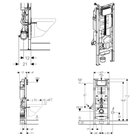 GEBERIT Duofix Element Wand-WC, 112 cm, Sigma UP-Spülkasten 12 cm, barrierefrei, WC höhenverstellbar  111.396.00.5