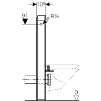 GEBERIT Monolith Sanitärmodul für Wand-WC, 101 cm, mit Anschlussstutzen, Wasseranschluss seitlich schwarz  131.022.SJ.5