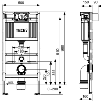 TECE profil WC-Modul Bauhöhe 980 mm, Bet. Vorne o....