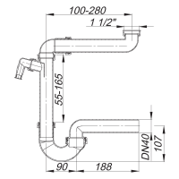 Dallmer Raumspar-Siphon 121 1 1/2"x DN40, 1220810
