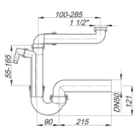 Dallmer Raumspar-Siphon 121 1 1/2"x DN50 SL, 1258998