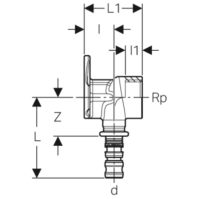 GEBERIT Mepla Anschlusswinkel 90° Ø 16 mm x IG 1/2, 14,19 € 